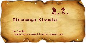 Mircsonya Klaudia névjegykártya